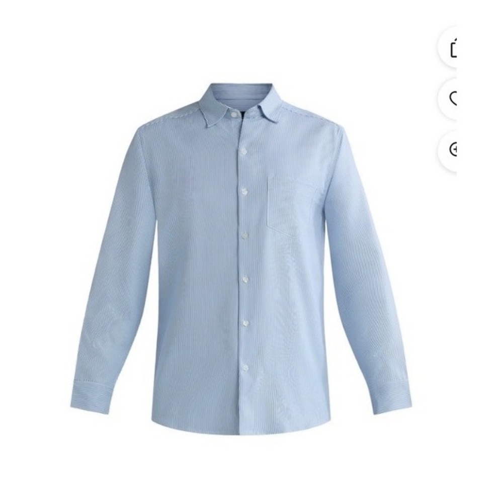 George Mens Modern Fit‎ Performance Dress Shirt Long Sleeve Blue Stripe L